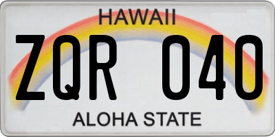 HI license plate ZQR040