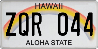 HI license plate ZQR044