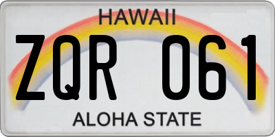 HI license plate ZQR061