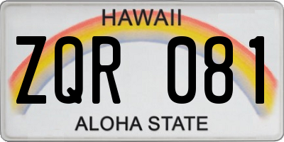 HI license plate ZQR081