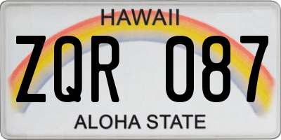 HI license plate ZQR087