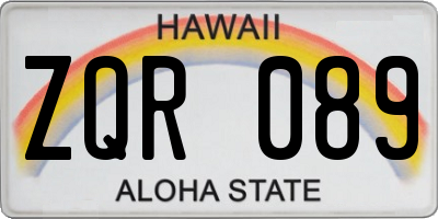 HI license plate ZQR089