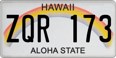 HI license plate ZQR173
