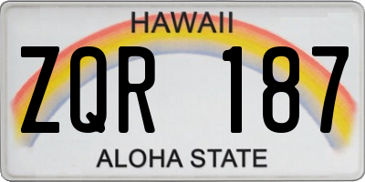 HI license plate ZQR187