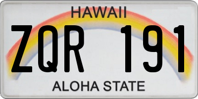 HI license plate ZQR191