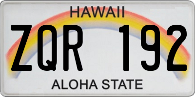 HI license plate ZQR192