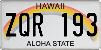 HI license plate ZQR193
