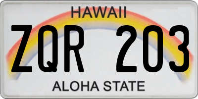 HI license plate ZQR203