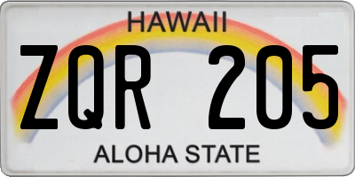 HI license plate ZQR205