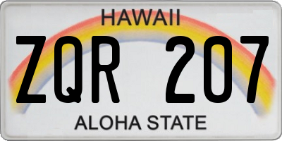 HI license plate ZQR207