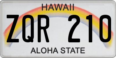 HI license plate ZQR210