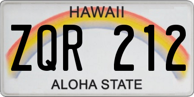 HI license plate ZQR212