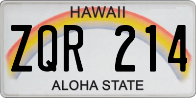 HI license plate ZQR214