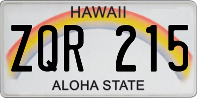 HI license plate ZQR215