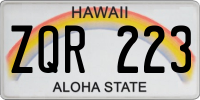 HI license plate ZQR223
