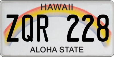 HI license plate ZQR228