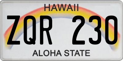 HI license plate ZQR230