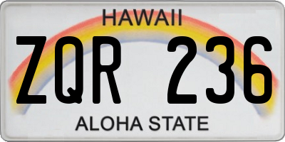 HI license plate ZQR236