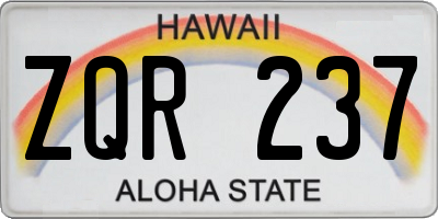 HI license plate ZQR237