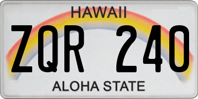 HI license plate ZQR240