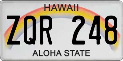 HI license plate ZQR248