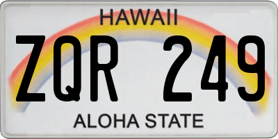 HI license plate ZQR249