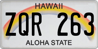 HI license plate ZQR263