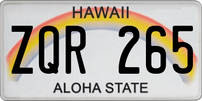 HI license plate ZQR265