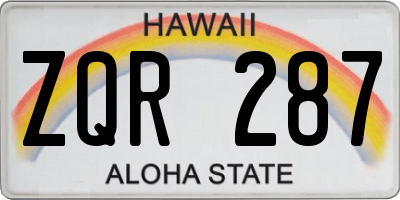 HI license plate ZQR287