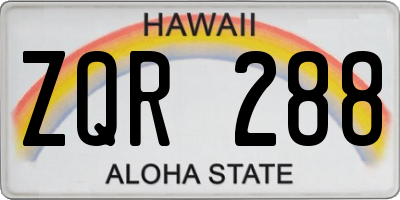 HI license plate ZQR288