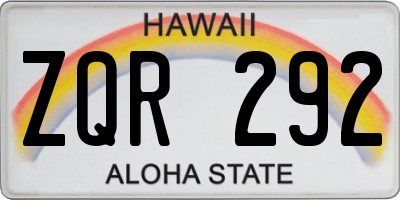 HI license plate ZQR292