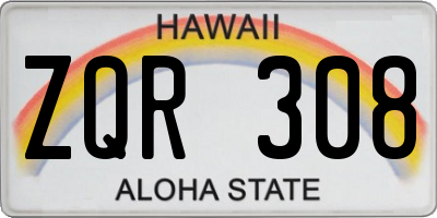 HI license plate ZQR308