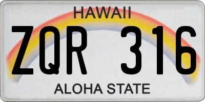 HI license plate ZQR316