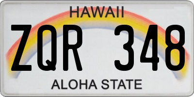 HI license plate ZQR348
