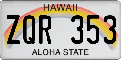 HI license plate ZQR353