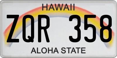HI license plate ZQR358