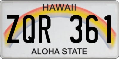 HI license plate ZQR361