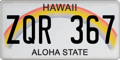 HI license plate ZQR367
