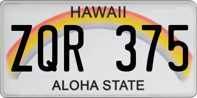 HI license plate ZQR375