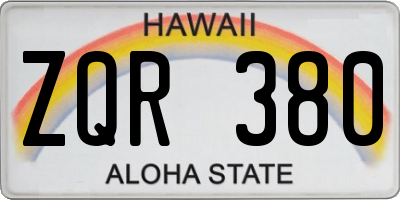 HI license plate ZQR380