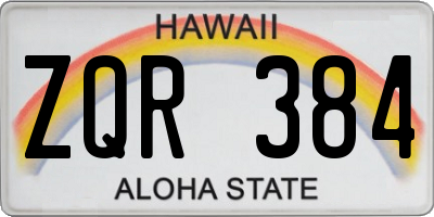 HI license plate ZQR384