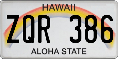HI license plate ZQR386