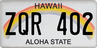 HI license plate ZQR402