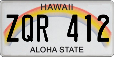HI license plate ZQR412