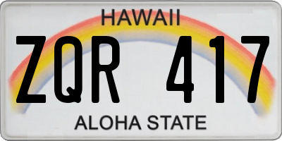 HI license plate ZQR417