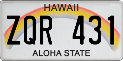 HI license plate ZQR431