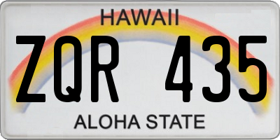 HI license plate ZQR435