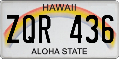 HI license plate ZQR436