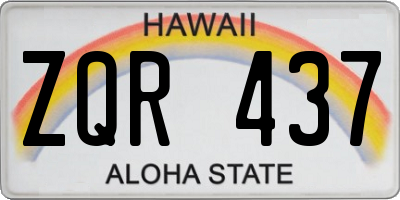 HI license plate ZQR437