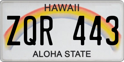 HI license plate ZQR443